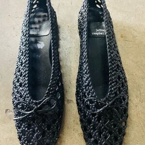 Jeffrey Campbell Black Woven Flats
